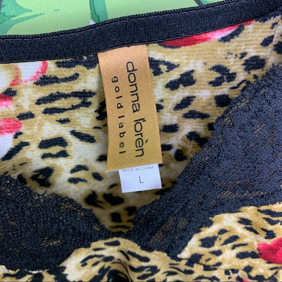 Retro Y2K Donna L'Oren Top Women's Size M/L Leopard Print 2000s Sexy Lounge - Picture 8 of 8